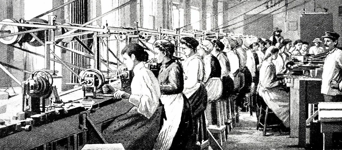 Arbeiterinnen in einer Fabrik des 19. Jahrhunderts