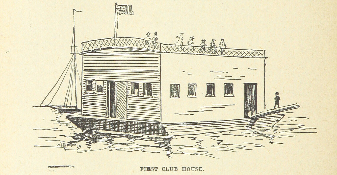 Illustration eines Clubhouse auf dem Wasser