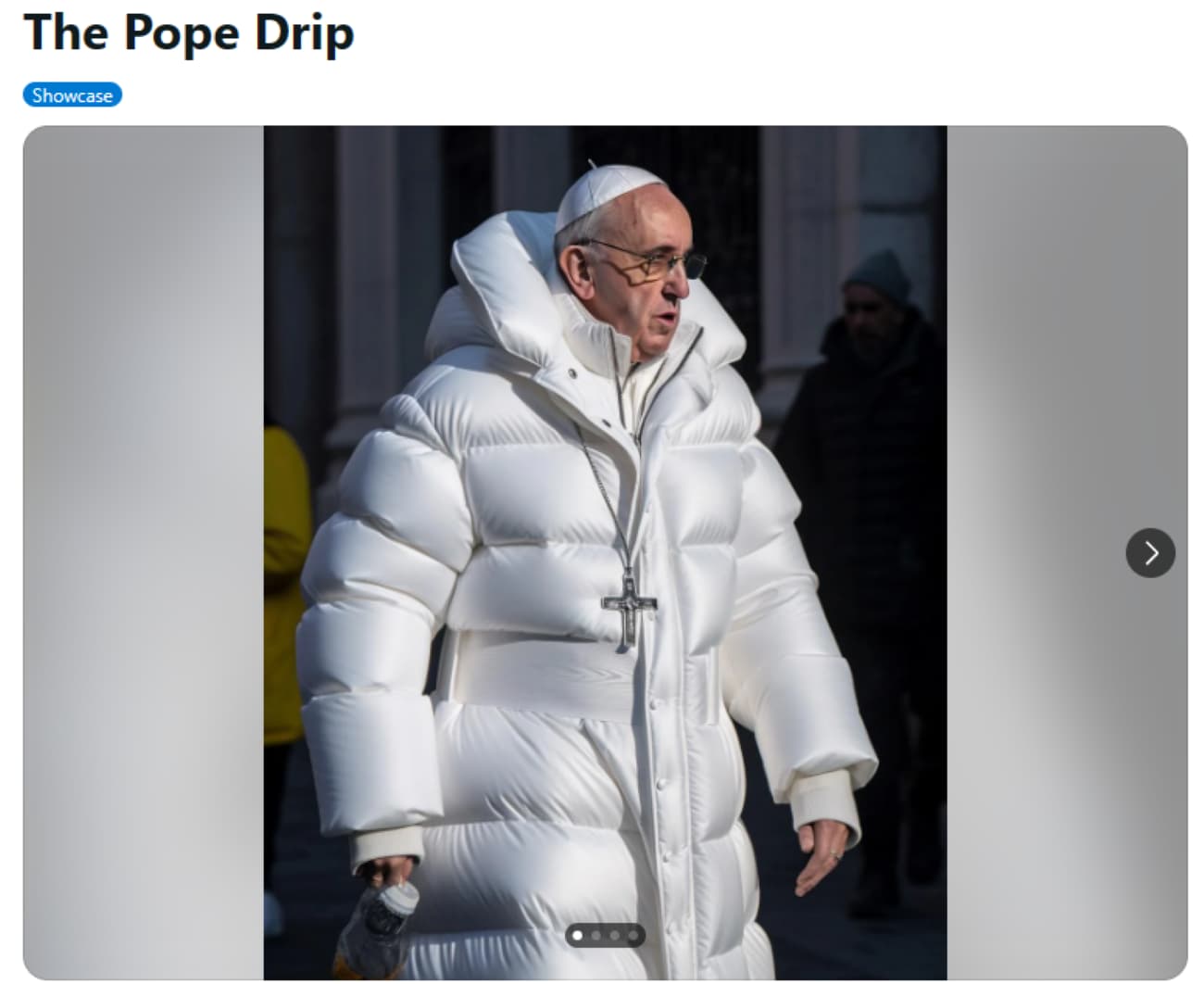 The Pope Drip - KI generiertes Bild des Papstes - Screenshot von Reddit